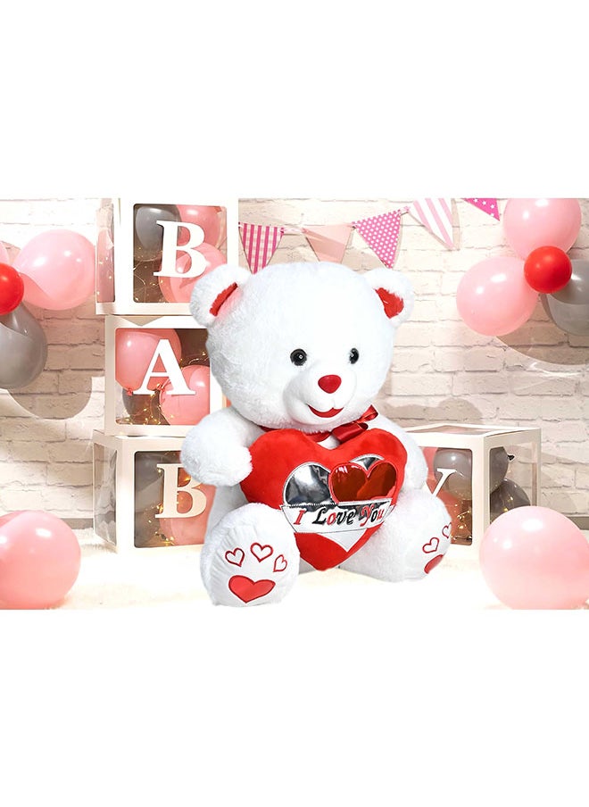 Toyland - 50cm White Teddy Bear Toy with Holding Heart Shape for Girls Friend and Couples Anniversary Valentine and Birthday Gift - Image 1