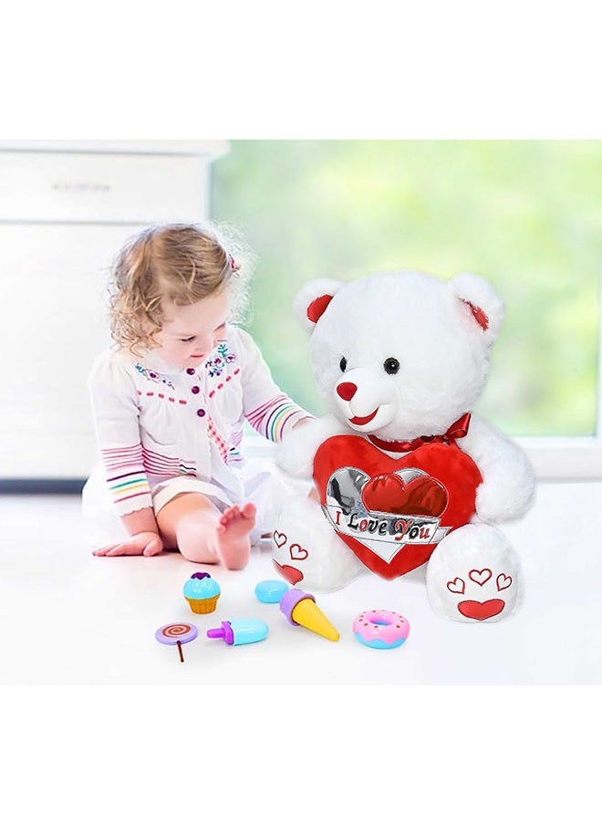 Toyland - 50cm White Teddy Bear Toy with Holding Heart Shape for Girls Friend and Couples Anniversary Valentine and Birthday Gift - Image 1