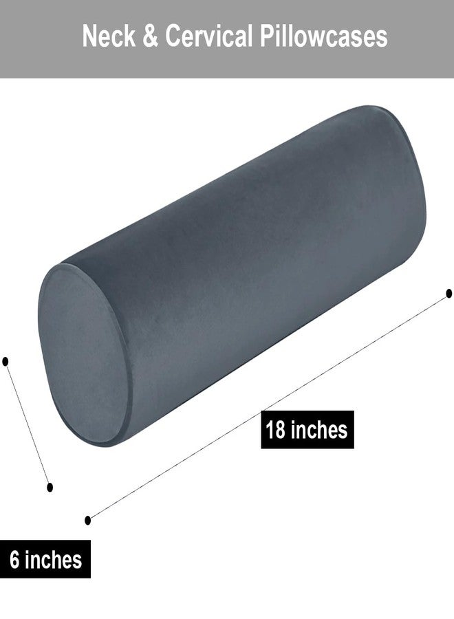 Tinbolunce Neck Roll Pillowcases with Zipper - Full Moon Bolster/Round Cylinder Pillow Case Covers for Bedroom, Living Room, Sofa - Solid Color Neck Cervical Pillowcase Cover 18 x 6 (Dark Gray) - Image 3