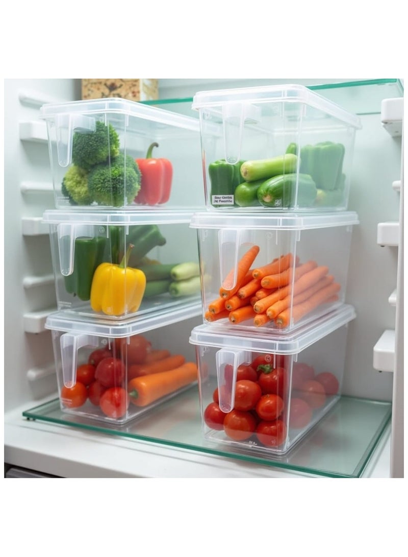 بلاستيكنا منظم ثلاجة بلاستيك شفاف مع مقبض وغطاء متعدد الإستخدامات، طقم  3 قطع - Image 1