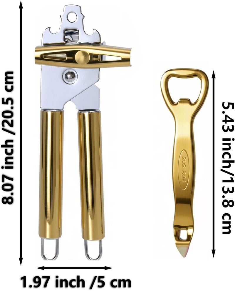 Eleckey Gold Can Opener and Bottler Openers, Heavy Duty Stainless Steel Manual Can Openers (2 In 1) - Image 3