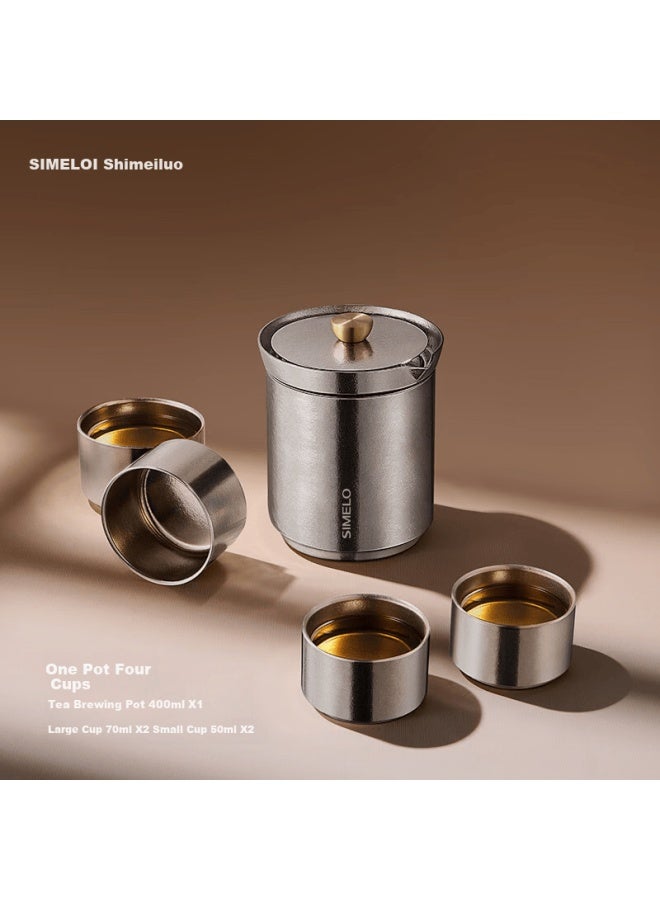 Simelo Pure Titanium Travel Tea Set Portable Outdoor Office Kung Fu Tea Set Quick Guest Cup One Pot Four Cups Gift Box - Image 1