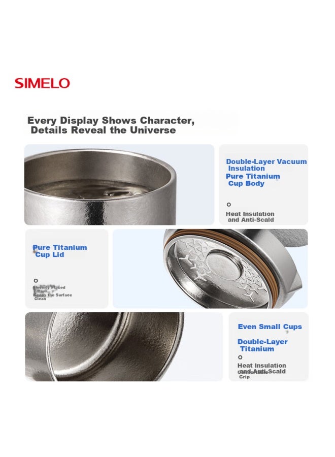 Simelo Pure Titanium Travel Tea Set Portable Outdoor Office Kung Fu Tea Set Quick Guest Cup One Pot Four Cups Gift Box - Image 3