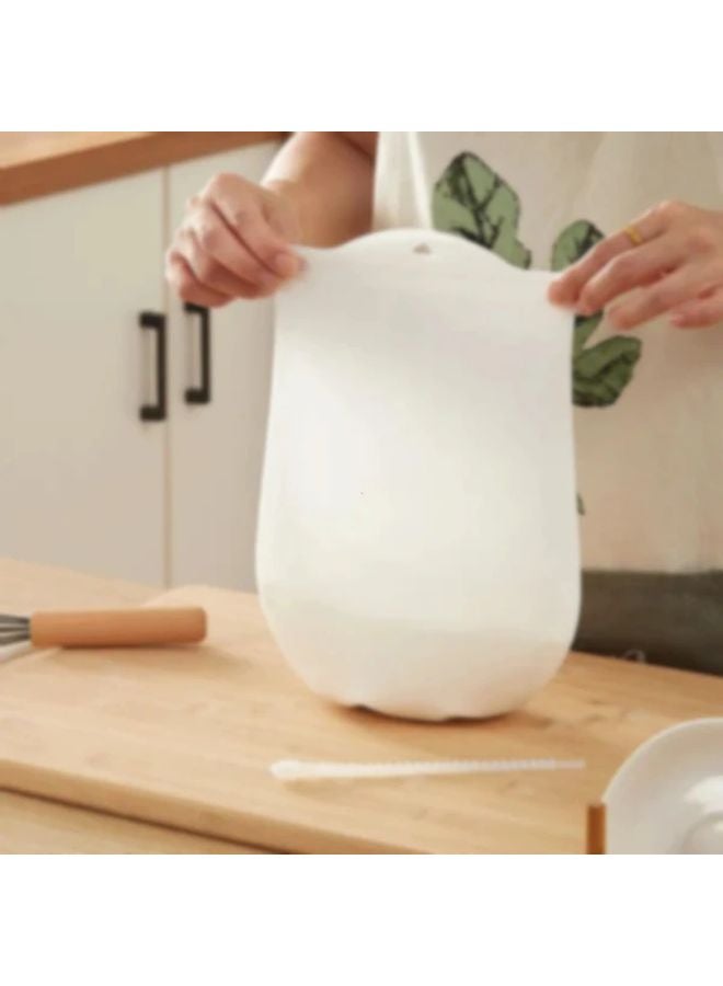 كيس عجن سيليكون أبيض مع حقيبة تخزين محكمة الإغلاق بسحاب للعجين والمعكرونة والخبز والبيتزا - Image 5