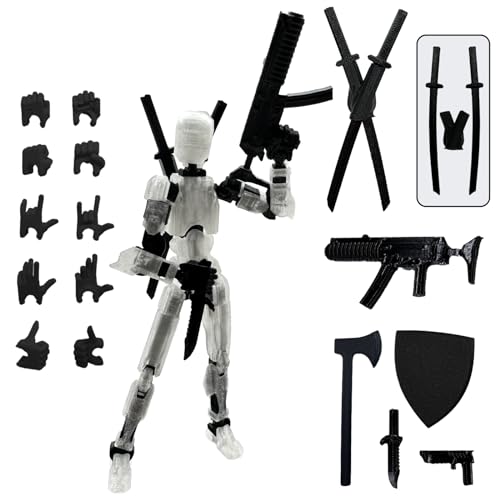 QAONIE Assembly Completed 3D Printed Figure 554inch Dummy13 with Weapon Expansion Set Full Body Mechanical Movable Toy Desk Decoration Transparent - Image 1