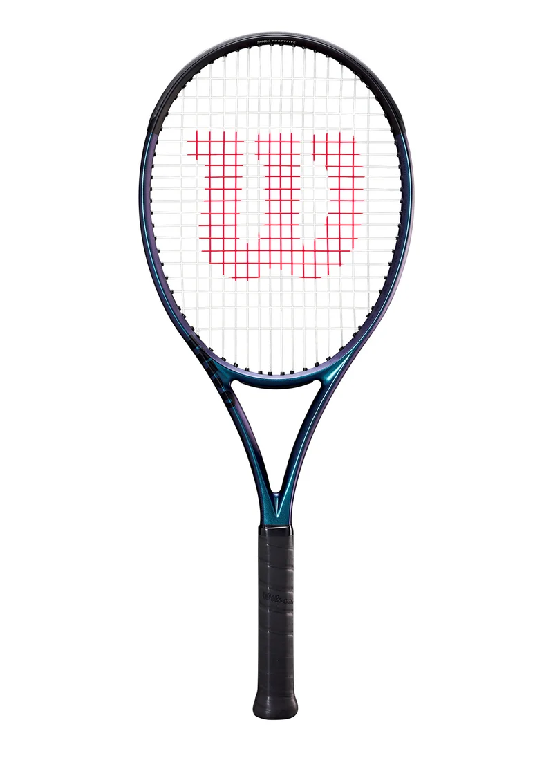 Wilson Ultra 100 V4 Tennis Racket, Head 100, 16X19, Adults, Intermediate/ Advanced - Black/ Blue/ Purple