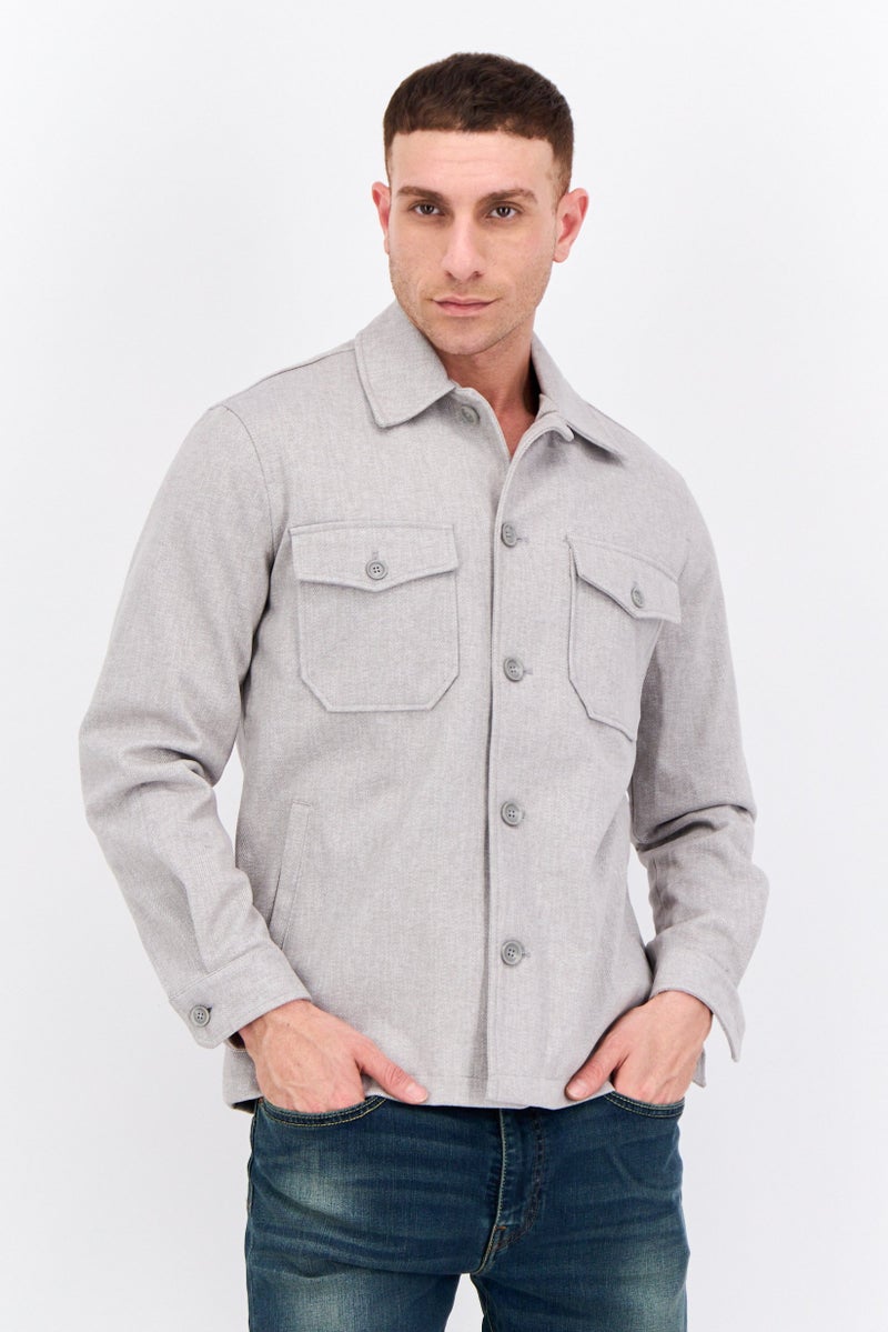 Sorbino Men Textured Jacket Shirt, Grey - Image 1
