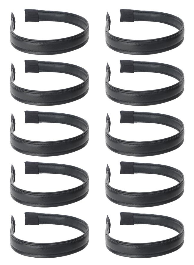 Wecoe 10pcs Pu Leather Headbands Women 0.6 Inch Black Headband Non Slip Fashion Hair Band Hair Accessories Women Girls Diademas Para Mujer - Image 1