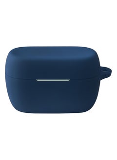 ماركة غير محددة حقيبة حمل من السيليكون متوافقة مع سماعة Jabra Elite 4 Active، غطاء محمول مقاوم للخدش والصدمات مع حلقة تثبيت (أزرق داكن)  - Image 1