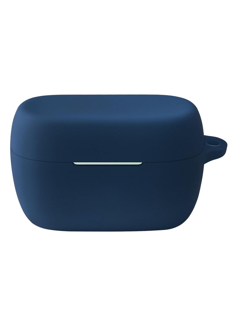 ماركة غير محددة - حقيبة حمل من السيليكون متوافقة مع سماعة Jabra Elite 4 Active، غطاء محمول مقاوم للخدش والصدمات مع حلقة تثبيت (أزرق داكن) - Image 1