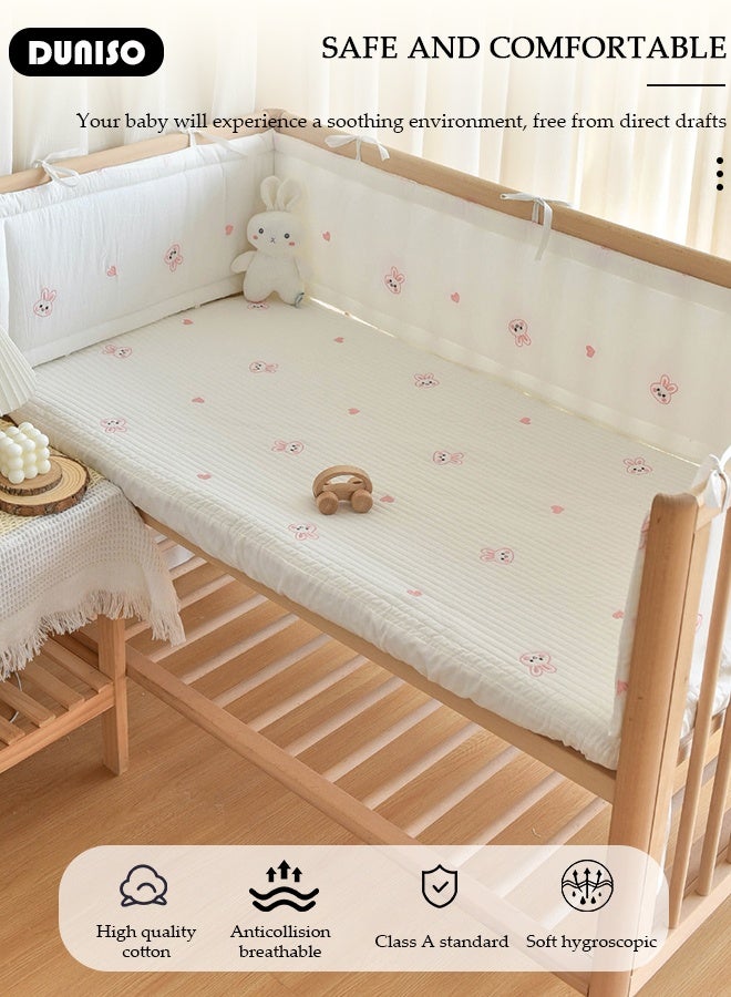 DUNISO حاجز سرير الأطفال، حاجز سرير المهد، بطانة سرير شبكية قابلة للتنفس، غطاء حافة السرير، بطانة سرير الأطفال القابلة للتنفس للأولاد والبنات، غطاء حافة سرير الأطفال، واقي حارس padded لغطاء حافة السرير الجانبي والأمامي - Image 3