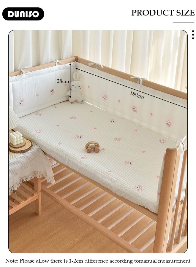 DUNISO حاجز سرير الأطفال، حاجز سرير المهد، بطانة سرير شبكية قابلة للتنفس، غطاء حافة السرير، بطانة سرير الأطفال القابلة للتنفس للأولاد والبنات، غطاء حافة سرير الأطفال، واقي حارس padded لغطاء حافة السرير الجانبي والأمامي - Image 2