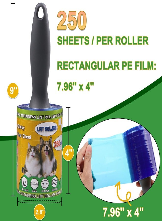 Sunroda Lint Roller Pet Hair Value Pack of 250 Sheets, Extra Sticky Lint Remover for Dog & Cat Fur, Clothes, Furniture, Couches Reusable Lint Remover for Fuzz, Fluff & Hair (Blue) - Image 2