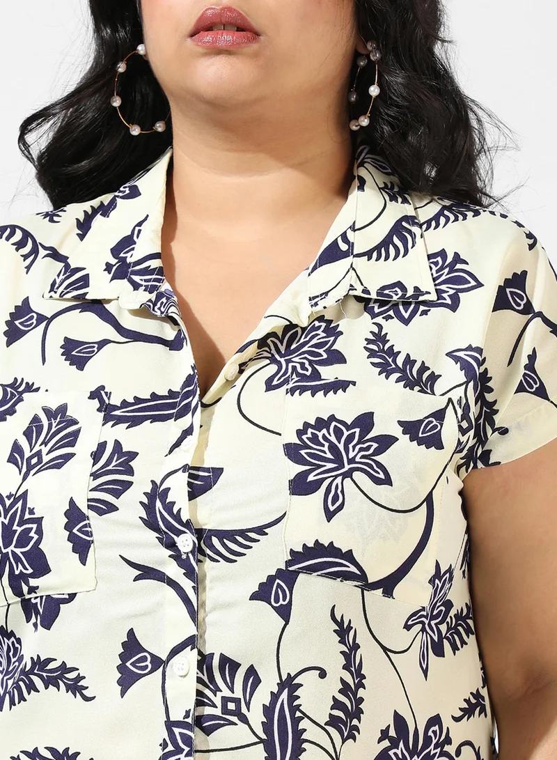 Instafab Plus Floral Button-Up Dress