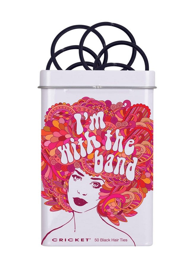 Cricket Cricket I’m With the Band Hair Tin, On the Go, Salon, Barbershops with Non Metal Hairties and Reusable Metal Tin, Black, 50 CT  - Image 1