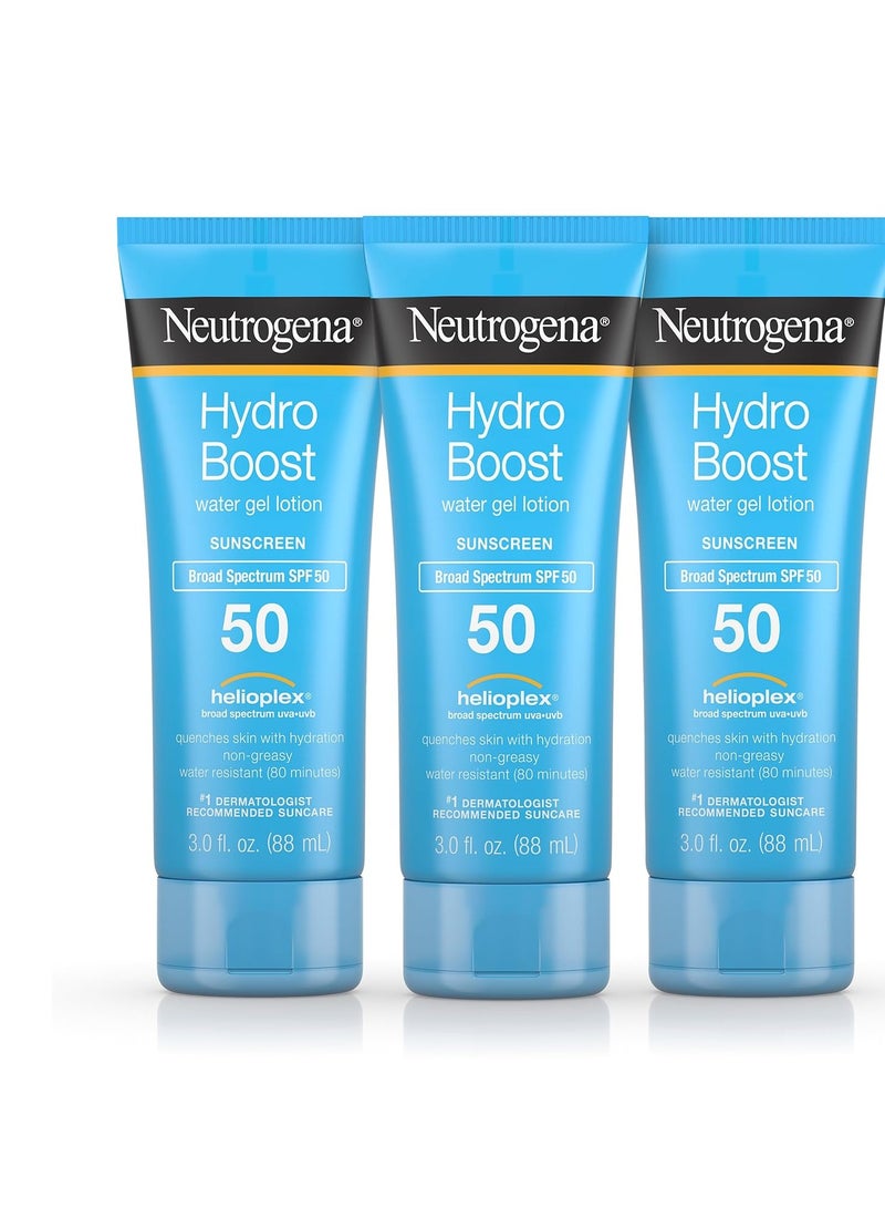 Neutrogena Hydro Boost Moisturizing Water Gel Sunscreen Lotion with Broad Spectrum SPF 50, Water-Resistant & Non-Greasy Hydrating Sunscreen Lotion, Oil-Free, 88 ml - Pack of 3ml - Image 1