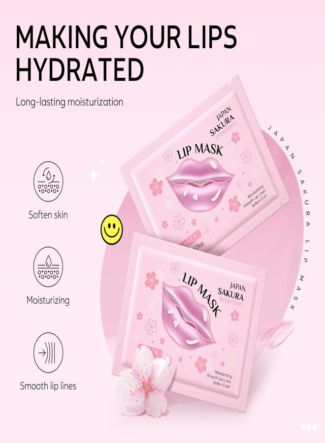 AKARY Sakura 5 Pieces Hydrating Lip Mask, Lip Sleep Mask Collagen Crystal Lip Care Gel Pads For Moisturizing, Minimize Fine Lines, Remove Dead Skin, Chapped Pads Lip Mask (5 - Image 4