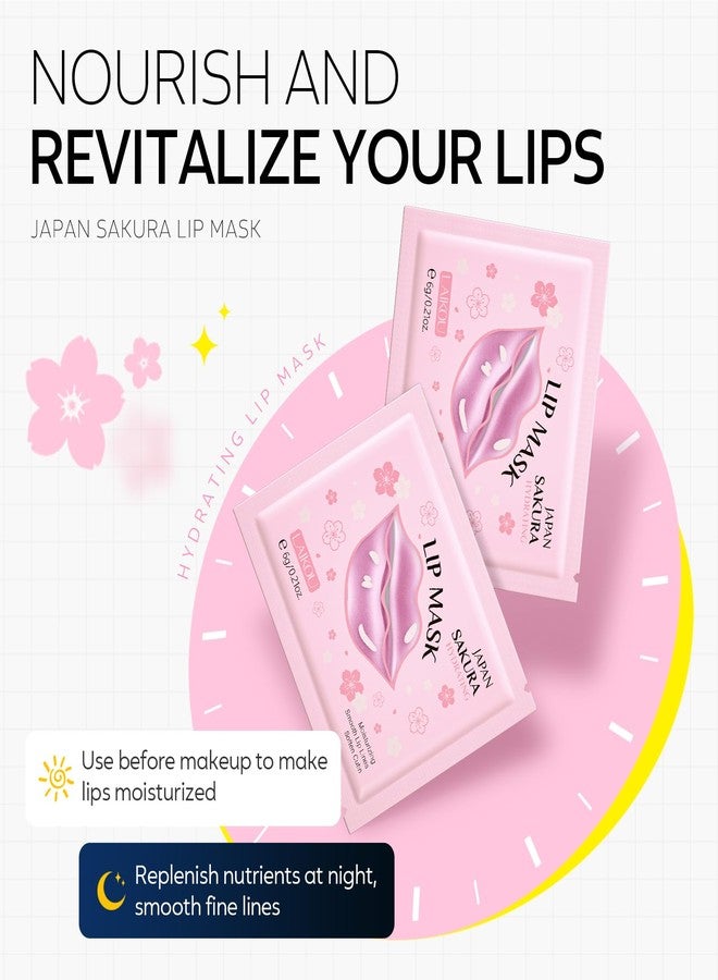 AKARY Sakura 5 Pieces Hydrating Lip Mask, Lip Sleep Mask Collagen Crystal Lip Care Gel Pads For Moisturizing, Minimize Fine Lines, Remove Dead Skin, Chapped Pads Lip Mask (5 - Image 3