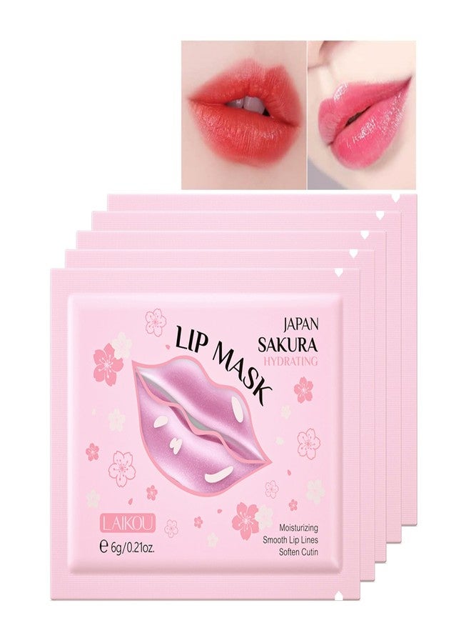 AKARY Sakura 5 Pieces Hydrating Lip Mask, Lip Sleep Mask Collagen Crystal Lip Care Gel Pads For Moisturizing, Minimize Fine Lines, Remove Dead Skin, Chapped Pads Lip Mask (5 - Image 1