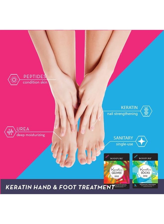 BODIPURE Premium Keratin Gloves and Socks – Anti-aging Moisturizing Gloves & Socks for Dry Hands and Cracked Heels - Hand Masks & Foot Masks Made With Natural Ingredients – Pair in a Pack – (6+6 Pack) - Image 2