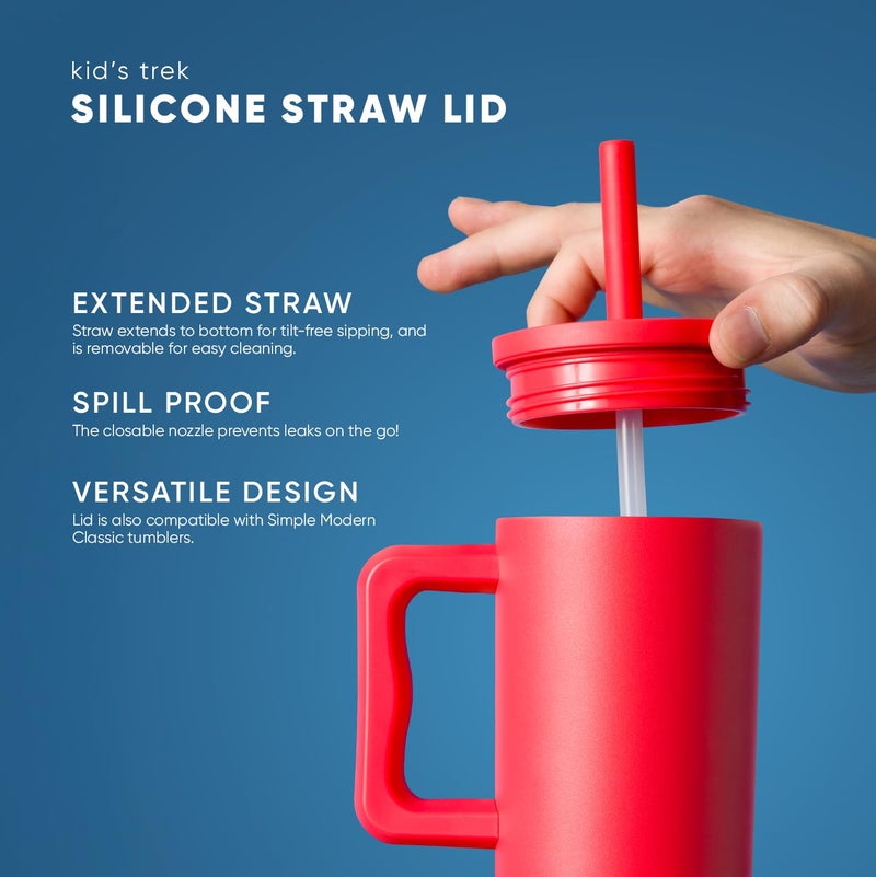 Simple Modern Kids 24 oz Tumbler with Handle and Silicone Straw Lid | Spill Proof and Leak Resistant | Reusable Stainless Steel Bottle | Gift for Kids Boys Girls | Trek Collection | Blush - Image 5