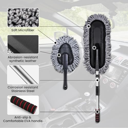 Autofy MAJIKO Combo Soft Microfiber Car Dusters - Extendable Wet & Dry Duster Multipurpose Dusting Brush (Assorted Colour) (Pack of 2) - Image 4