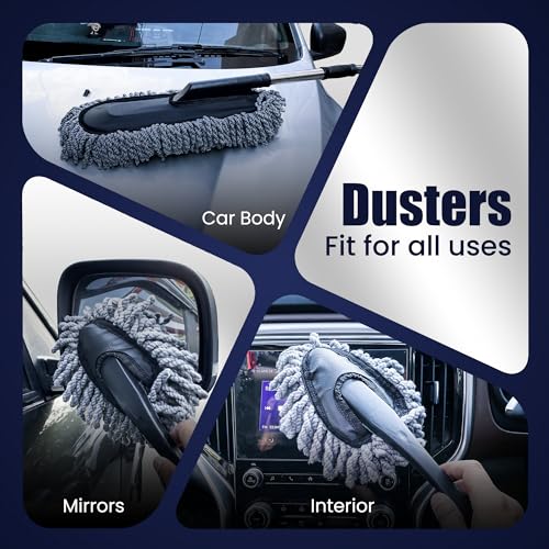 Autofy MAJIKO Combo Soft Microfiber Car Dusters - Extendable Wet & Dry Duster Multipurpose Dusting Brush (Assorted Colour) (Pack of 2) - Image 2