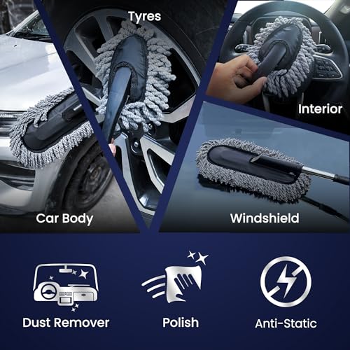Autofy MAJIKO Combo Soft Microfiber Car Dusters - Extendable Wet & Dry Duster Multipurpose Dusting Brush (Assorted Colour) (Pack of 2) - Image 3