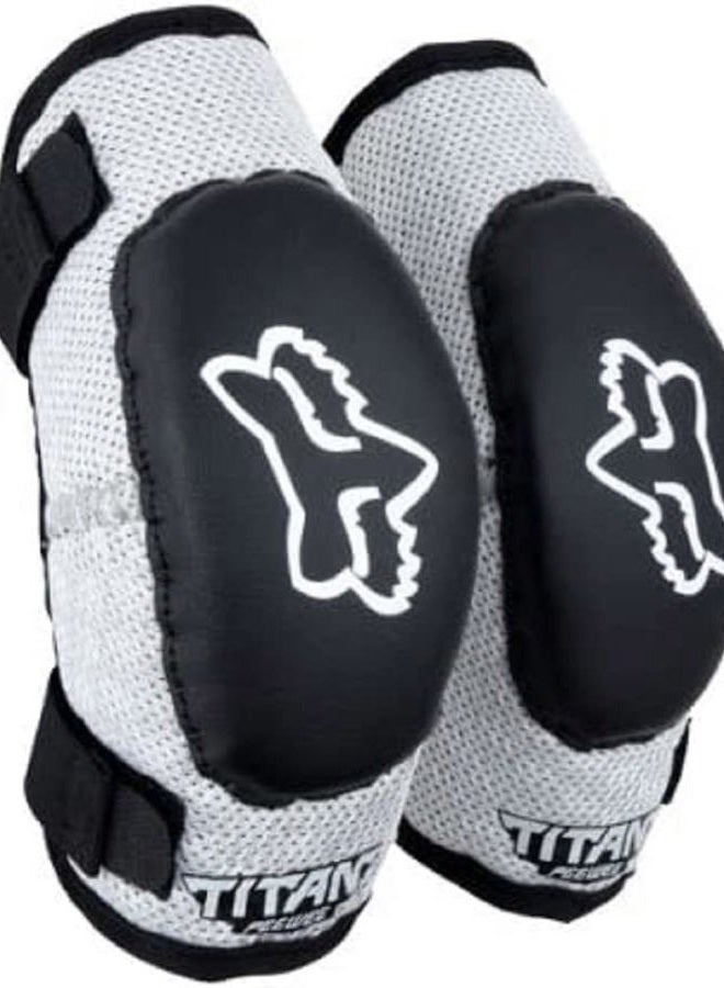 Fox Racing PeeWee Titan Motocross Elbow Guard, Black/Silver, S/M - Image 1