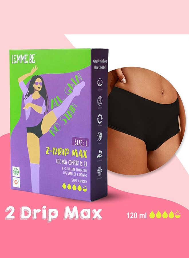 LEMME BE Period Panties for Women | Reusable Period Underwear 120 ML Capacity | Leak Proof Protection for Periods | 100% Breathable TPU Bamboo Fiber Z Drip Max (Black) (M) - Image 3