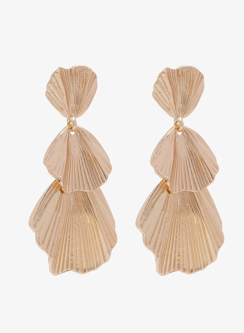 جينجر Drop Down Gold Embellished Earrings