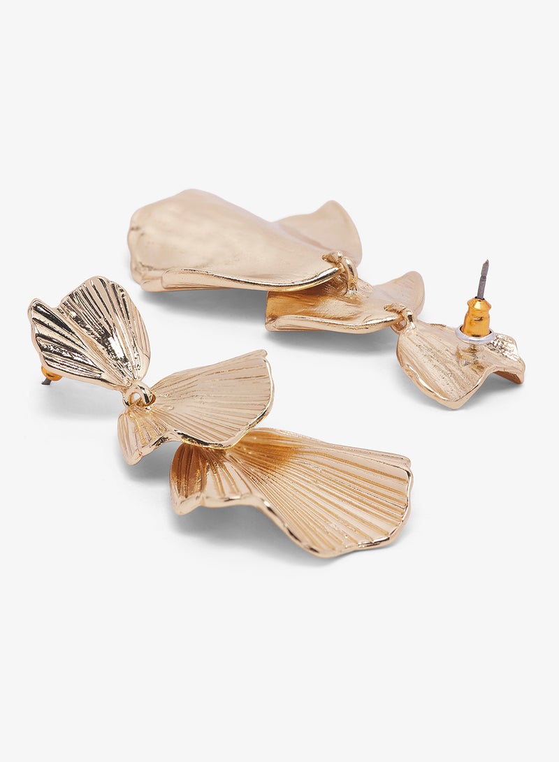 Ginger Drop Down Gold Embellished Earrings - Image 2