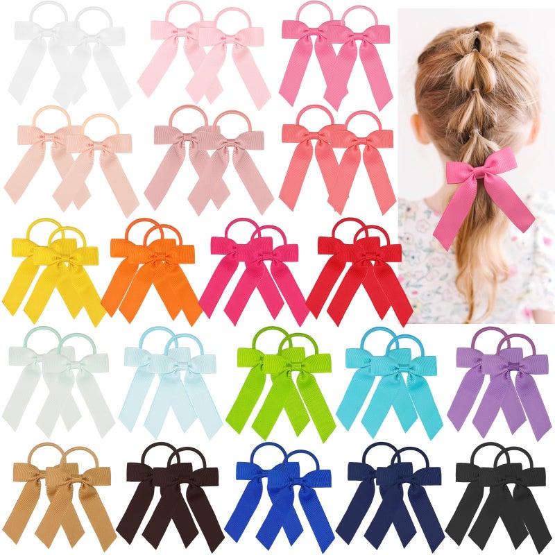 Yxiang Ponytail Bow for Girls, Baby Hair Ties with Bows Pigtail Bow Ponytail Holder for Toddler Girl School Kids - Image 1
