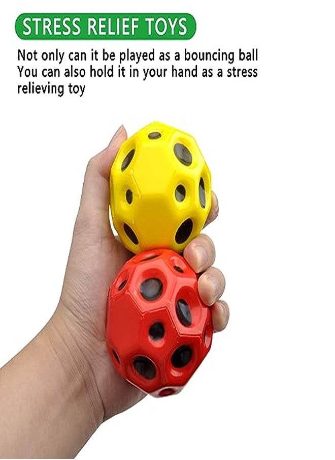 Pack of 3 Moon Ball, High Jumps Rubber Ball, Space Ball, Moonball, Make a Banging Sound, 7 cm Flunky Ball Bounce Ball Bouncing Ball for Children (Red, Yellow, Blue)  - Image 2