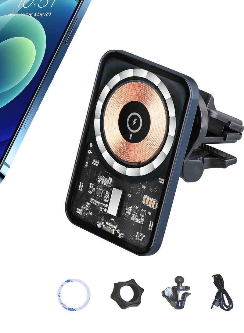 ELTRAZONE Mars Series Transparent Magnetic 15W Wireless Charging Car Holder - Image 1
