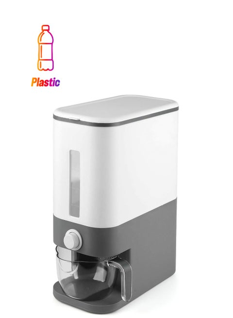 25 Lbs Rice Dispenser, Large Cereal Airtight Dry Food Storage Containers with Measuring Cup, BPA, Free Household for Kitchen Pantry Organization (Grey)