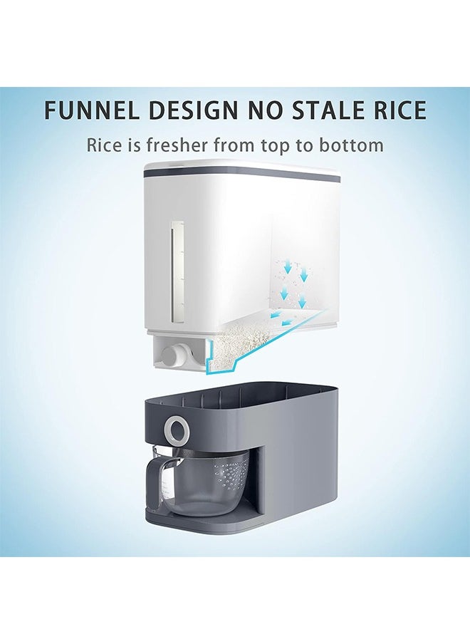 Arabest - 25 Lbs Rice Dispenser, Large Cereal Airtight Dry Food Storage Containers with Measuring Cup, BPA, Free Household for Kitchen Pantry Organization (Grey) - Image 1