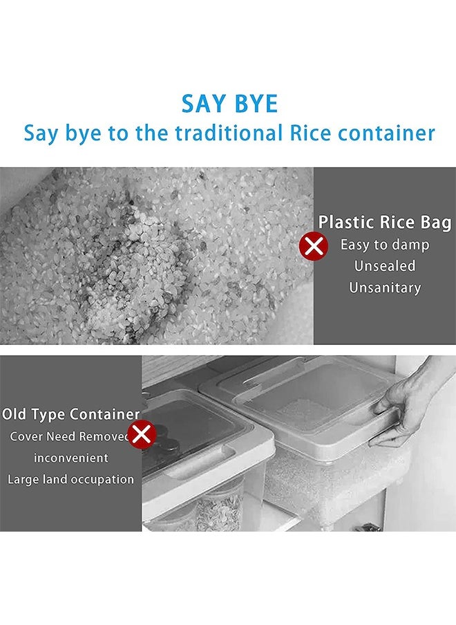 Arabest - 25 Lbs Rice Dispenser, Large Cereal Airtight Dry Food Storage Containers with Measuring Cup, BPA, Free Household for Kitchen Pantry Organization (Grey) - Image 1