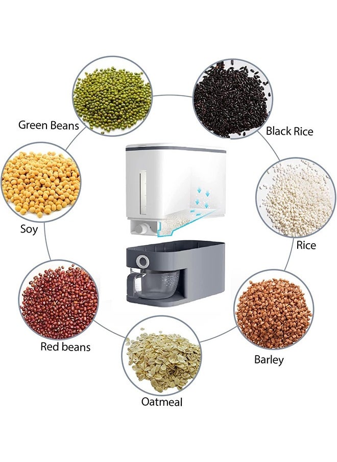 Arabest - 25 Lbs Rice Dispenser, Large Cereal Airtight Dry Food Storage Containers with Measuring Cup, BPA, Free Household for Kitchen Pantry Organization (Grey) - Image 1