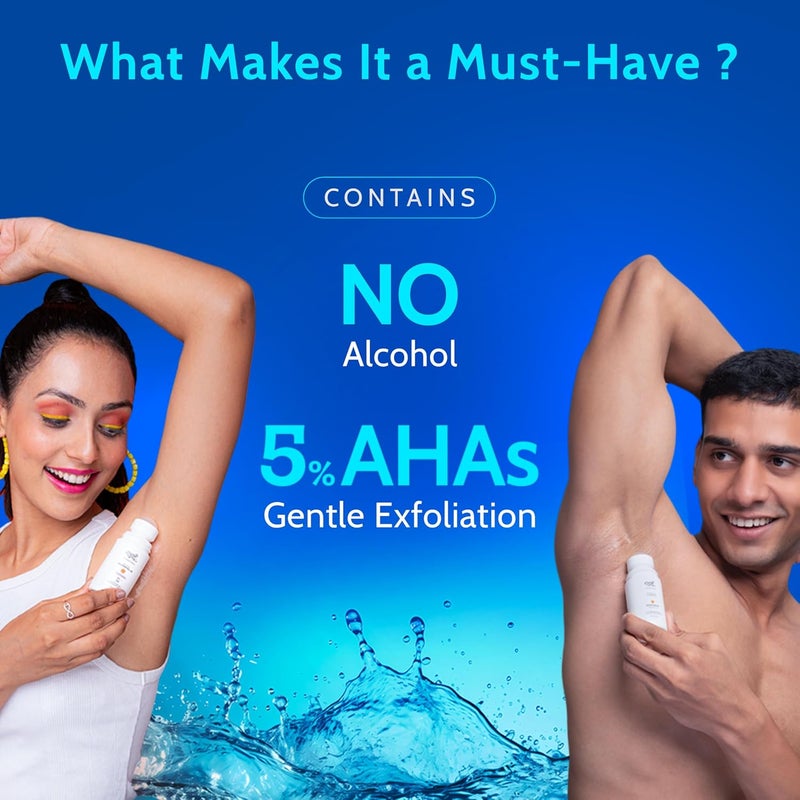 Chemist at Play UnderArm RollOn with 5 AHA Lactic Acid  1 Mandelic Acid  Prevents Body Odour Brightens Skin  Exfoliates Underarm  Fades Pigmentation  Kills Bacteria  For Sensitive Skin  Aqua Fragrance  Alcohol Free  75ml - Image 3