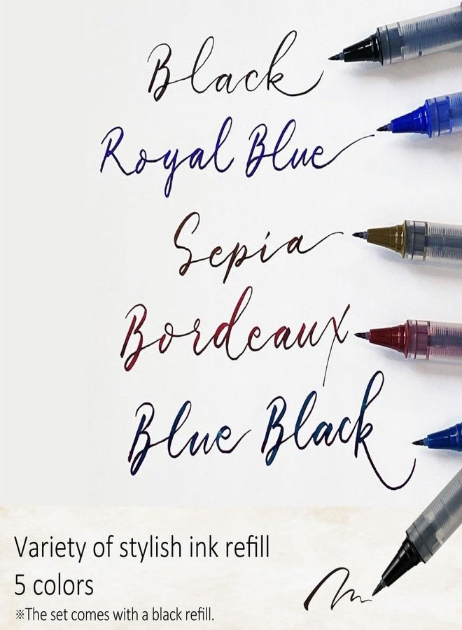 Kuretake Zig Letter pen COCOIRO, Refillable Marking pen, with Flexible ExtraFine brush tip, Black ink, Made in Japan (Refill, Bordeaux) - Image 3