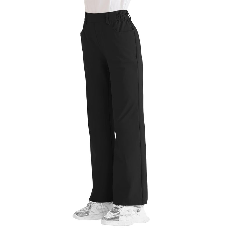 Dreammonkey Girls Flare Dress Pants Kids Bootcut School Uniform Slacks with Half Elastic Waist Size 6-15 Yearsï¼ˆBlack 14-15yearsï¼‰ - Image 3