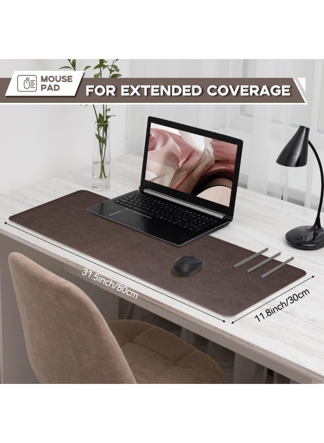 BenQuand 80 * 30cm/31.5*11.8 inch Mouse Pad Large PU Leather Computer Desk Pad Office Desk Mat Extended Gaming Mouse Pad, Non-Slip Waterproof Dual-Side Leather Use Desk Mat Protector - Image 3