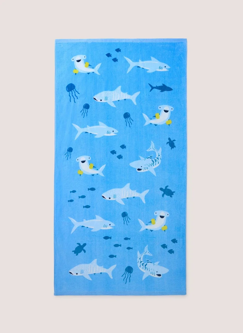 Matalan Blue Shark Kids Beach Towel