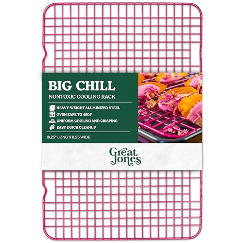Great Jones Big Chill Wire Cooling Rack Raspberry 169 114 HeavyWeight Aluminized SteelNonstick Baking Rack Oven Safe 450 F Bacon Cookie Cooling Rack Fits Half Sheet Pans - Image 1