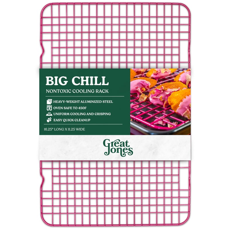 Great Jones Big Chill Wire Cooling Rack Raspberry 169 114 HeavyWeight Aluminized SteelNonstick Baking Rack Oven Safe 450 F Bacon Cookie Cooling Rack Fits Half Sheet Pans - Image 2