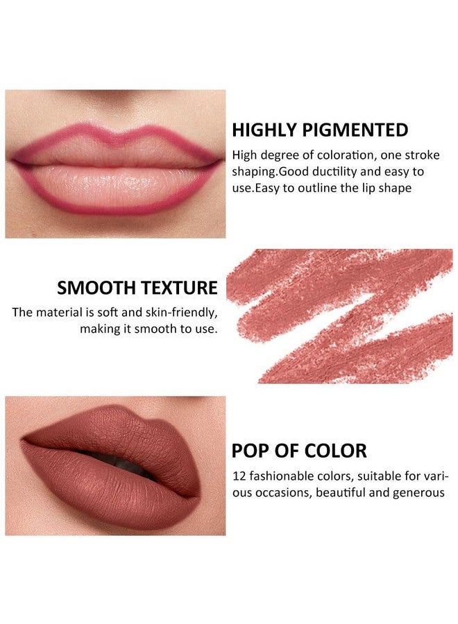 SUAKE 12 Pcs Natural Nude Brown Beige Colors Lip Liner Lipstick Pencils Set for Daily Makeup,Easy to Apply & Remove,Waterproof - Image 5