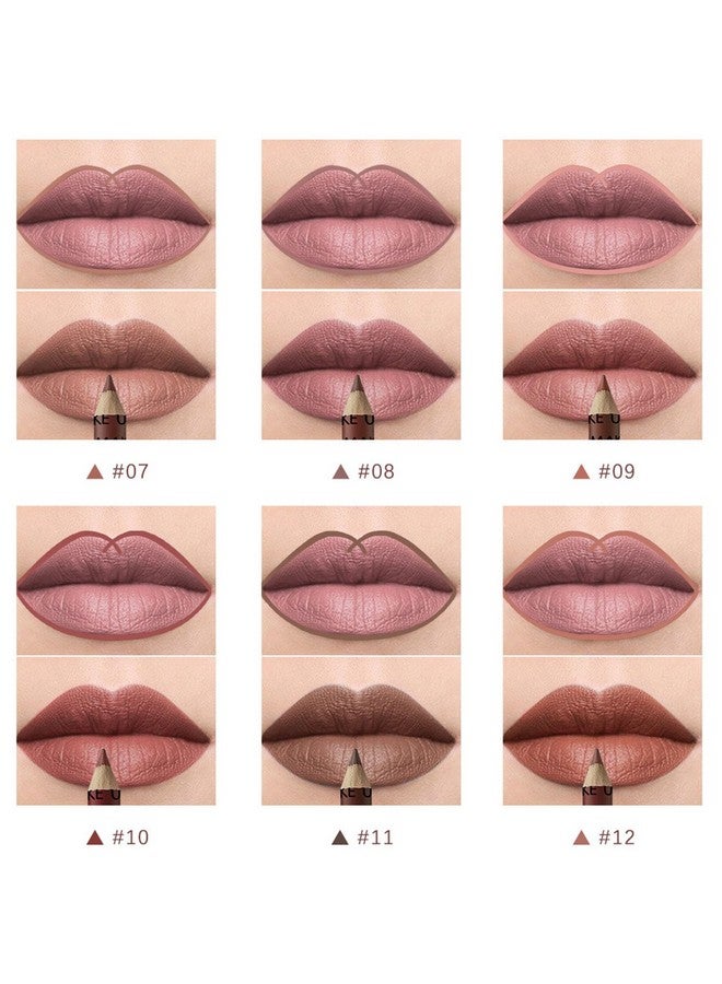 SUAKE 12 Pcs Natural Nude Brown Beige Colors Lip Liner Lipstick Pencils Set for Daily Makeup,Easy to Apply & Remove,Waterproof - Image 4