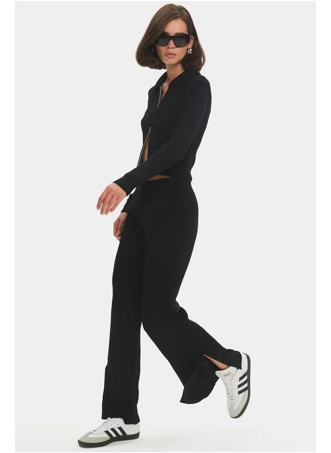 جون June Women Knitwear Jacket Trousers Set Black