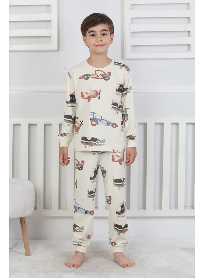 zuzunga Racing Car and Aeroplane Patterned Boys' Pajama Set.